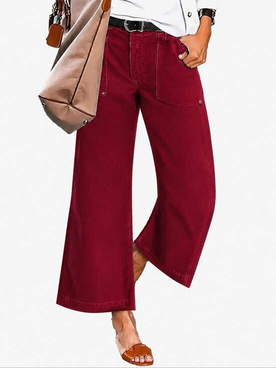 Flamingals Pants - Flamingals Flap Pocket Mid Waist Wide Leg Crop Pants NWT Medium